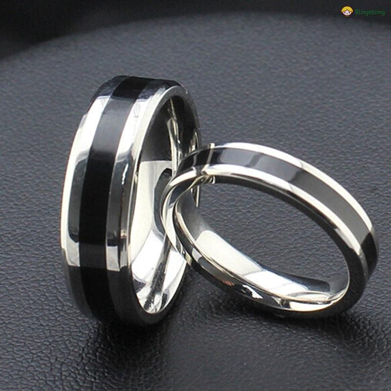 Cincin Titanium Stainless Steel Warna Hitam untuk Pria