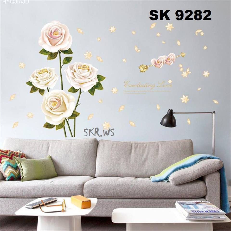 Wallsticker bunga mawar putih / SK9282