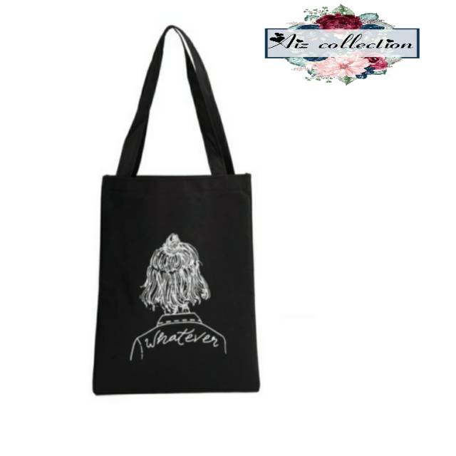 TOTE BAG WHATEVER- Tas Tote Bag Wanita/ tas belanja /tas kuliah / tas sablon /totebag