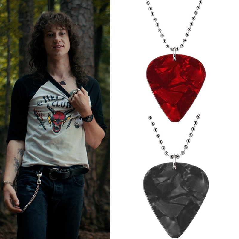 Kalung Liontin Pick Gitar Eddie Munson Untuk Anak Unisex