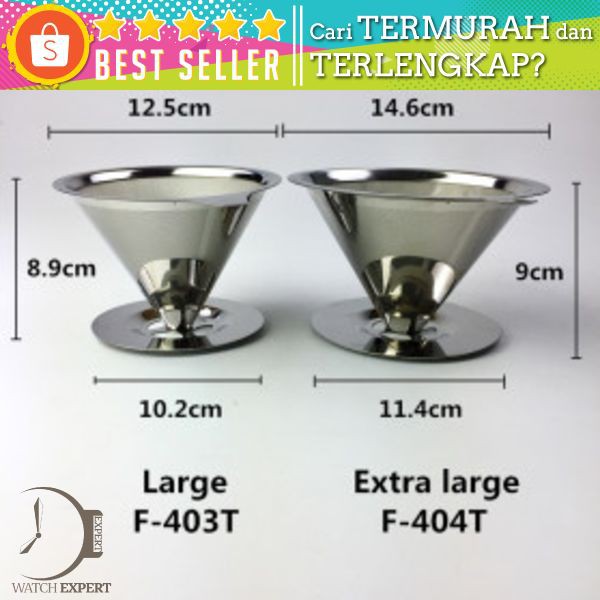 Ueinsang Filter Penyaring Kopi V60 Cone Coffee Filter Dripper Double Layer Medium - F-401T - Silver
