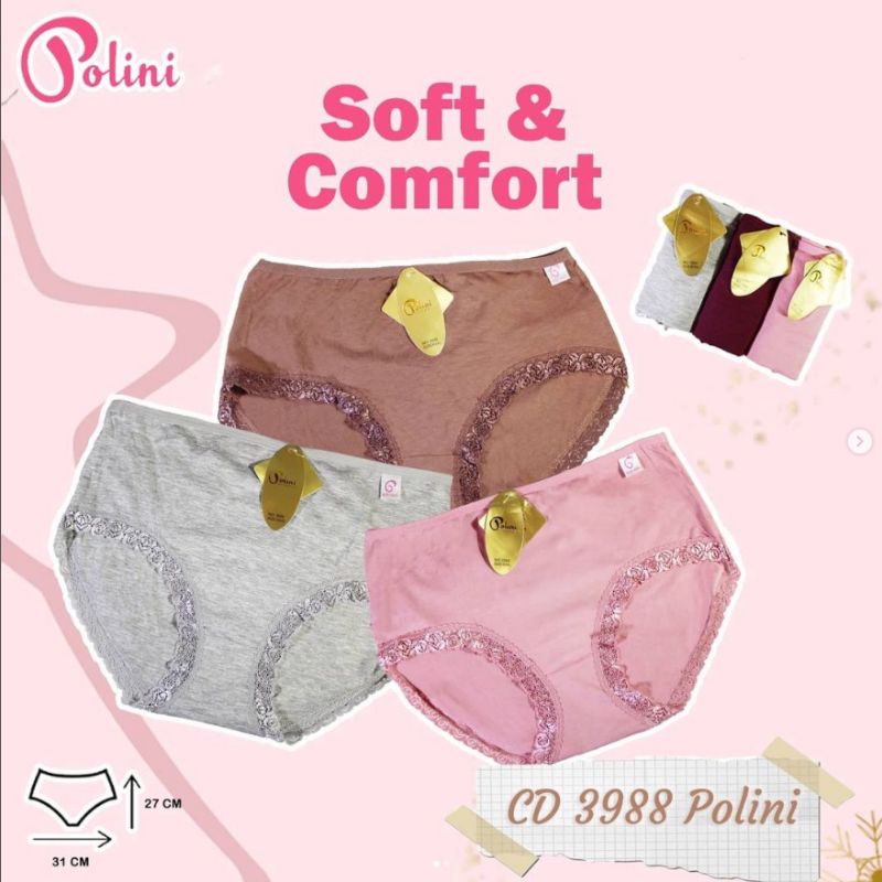 Celana Dalam wanita renda merk Polini kode 3988