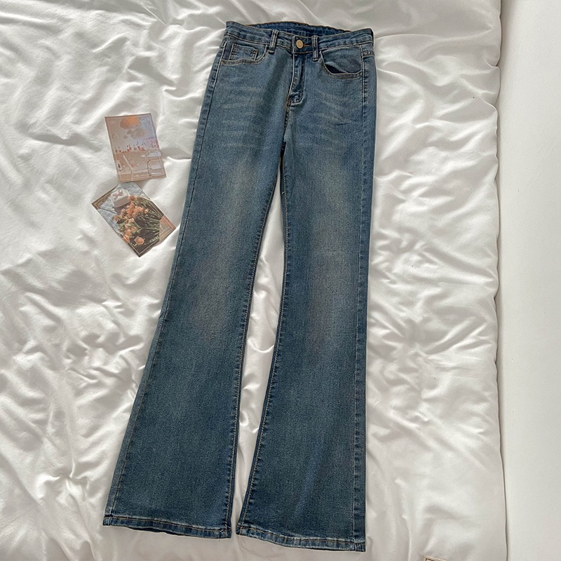 Cutbray korean highwaist celana jeans panjang wanita seksi（realpict）