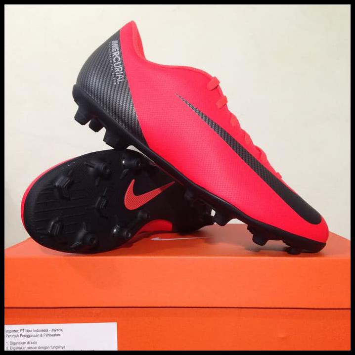SEPATU BOLA NIKE VAPOR 12 CLUB CR7 FG/MG CRIMSON BLACK AJ3723-600 ORI MURAH