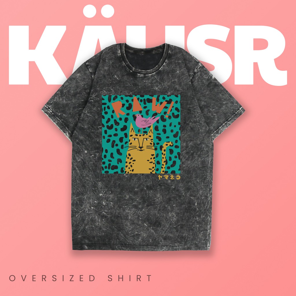 Oversize Tees/Tshirt/kaos Washed Black Cheetah