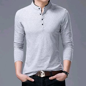 Kaos polos lengan panjang kerah koko  kaos pria atasan keren elegan terbatas