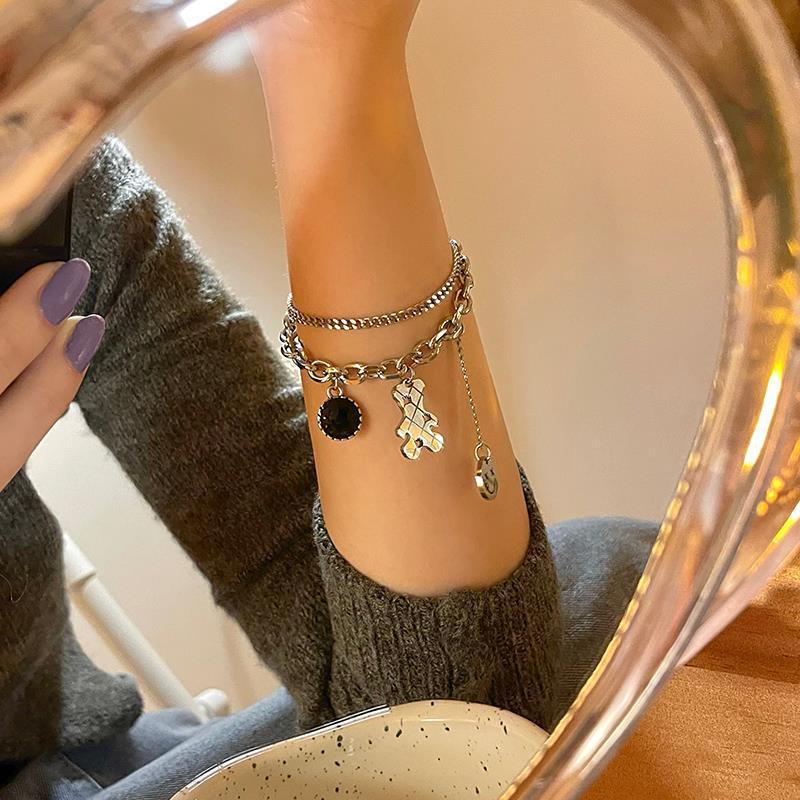 Hip hop bear gelang wanita in selebriti Internet khusus bunga desain gaya dingin kepribadian sederha