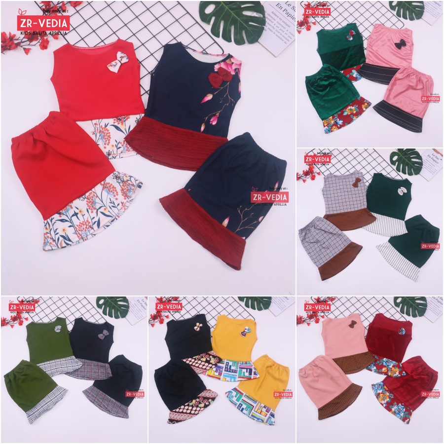 Setelan Zizi Anak uk Bayi - 4 Tahun / Atasan Bawahan Rok Perempuan Set Baju Murah Pesta Peplum Cewek