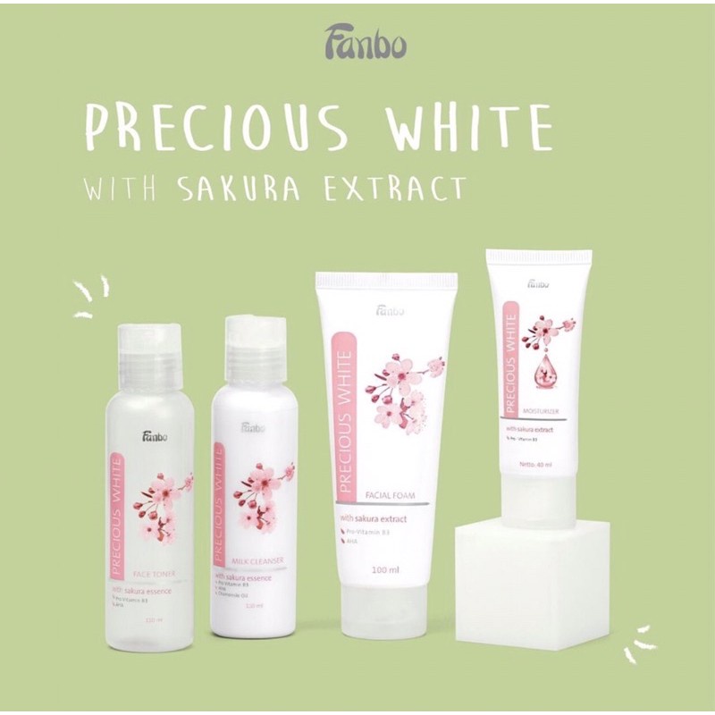 Fanbo Precious White With Sakura Extract Series (Milk Cleanser/Facial Foam/White Moisturizer)