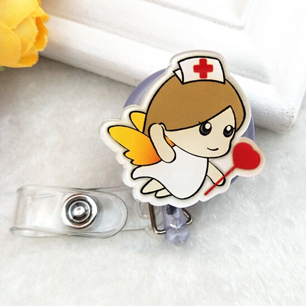 Klip Holder Badge/Tag Penanda Identitas Anak/Pelajar Desain Kartun Paramedis Simple Retractable