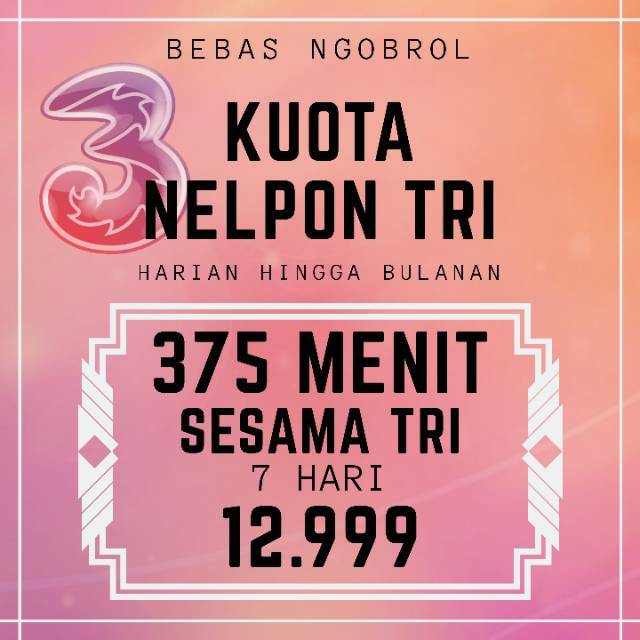 Kuota murah nelpon sesama tri 375 menit 7 hari