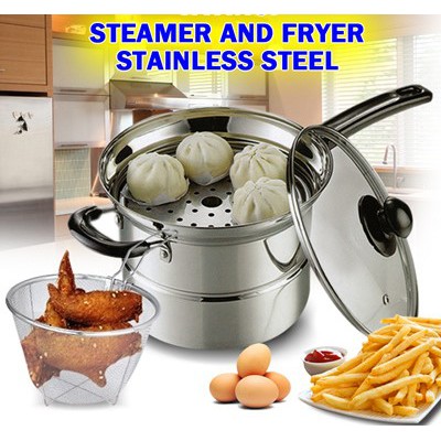 Panci Korea Murah Panci Fryer Steamer Kukus Wajan Deep Fryer Panci