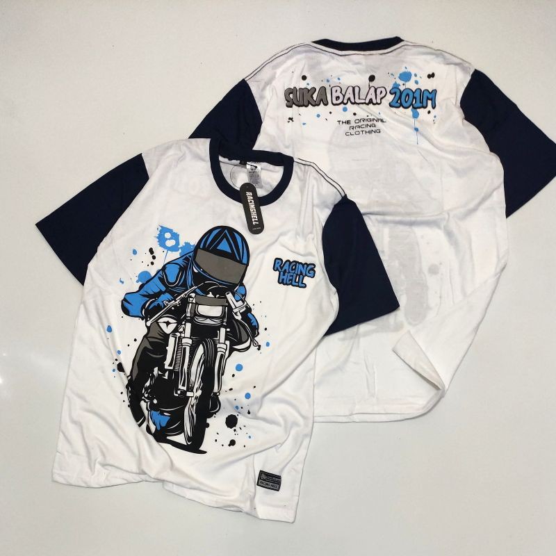 [PROMO] [COD] KAOS RACING HELL PUTIH / PRIA WANITA COWOK CEWEK RACINGHELL DISTRO MURAH