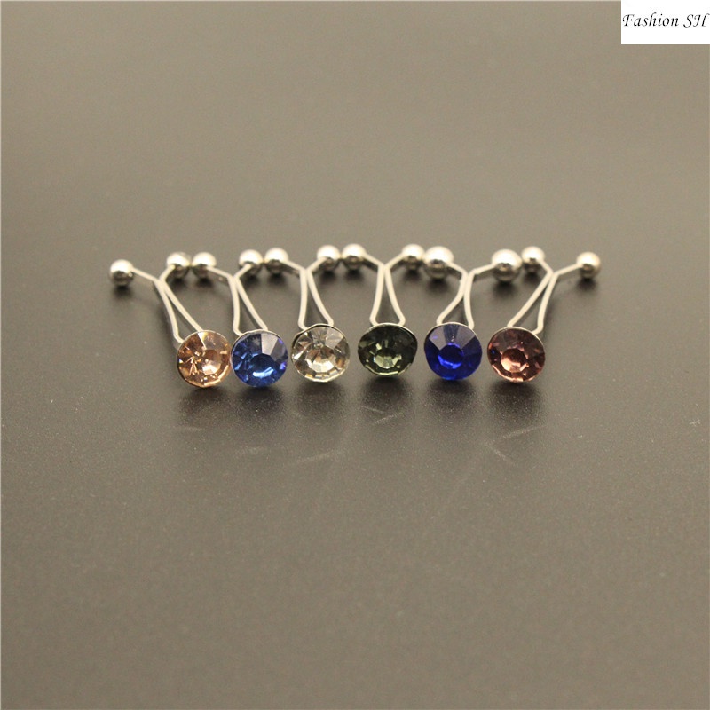 6pcs bros Pin Klip Kristal Warna-Warni Gaya Turki Untuk Hijab M20023-6PCS