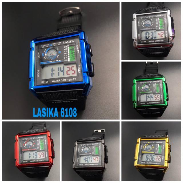 Jam tangan digital segi Sporty water Resist merk Lasika