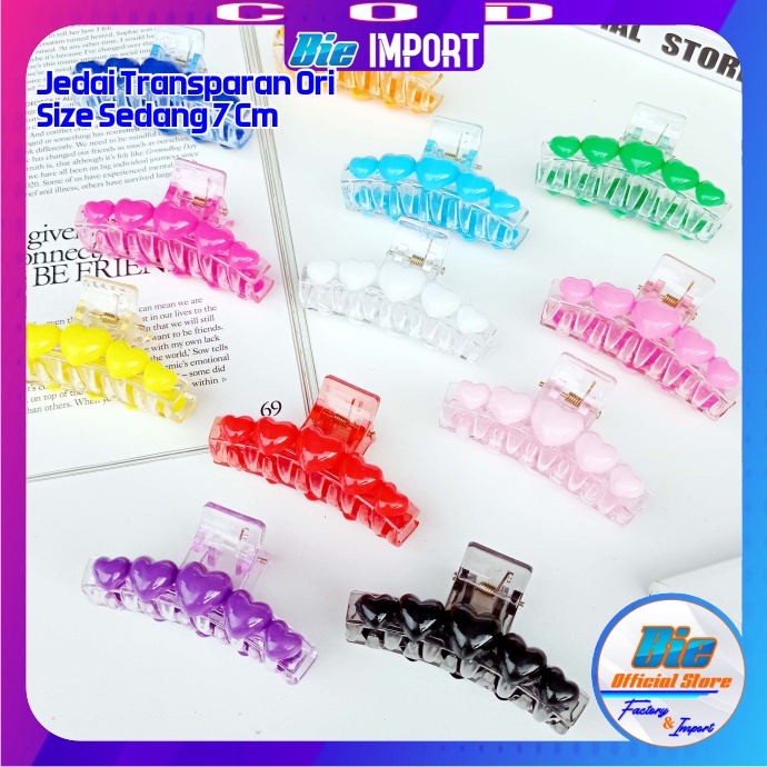 Jepit Rambut Korea Transparan 7 Cm Premium Impor Best Seller