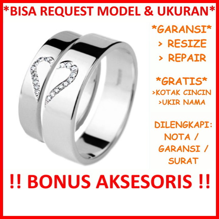 Garansi Silver Asli Bisa Pesan Model Cincin Couple Perak Kawin Nikah Tunangan Gratis Tulis Ukir Nama Id7