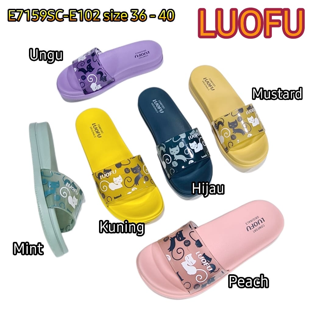 LUOFU ORIGINAL jelly sandal karet empuk murah wanita sendal cewek selop import E7159SC-E102