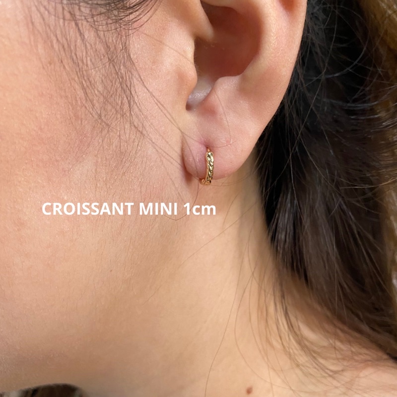 Anting Rose Gold Rhodium Anti Karat Croissant - Croissant Hoop