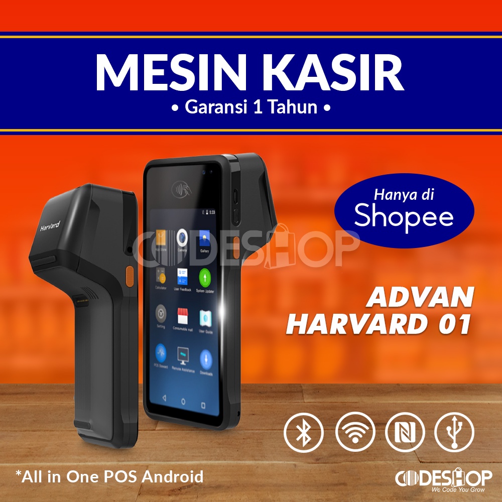 Mesin Kasir Portable Advan Harvard 01 Smart Mobile POS Android