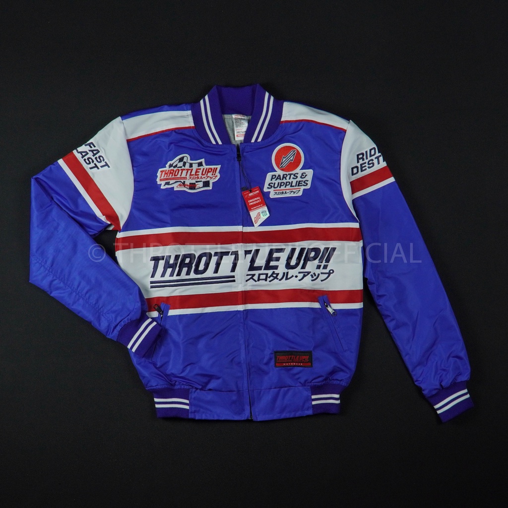 jaket Speed Legend Varsity White Blue - THROTTLE UP!!