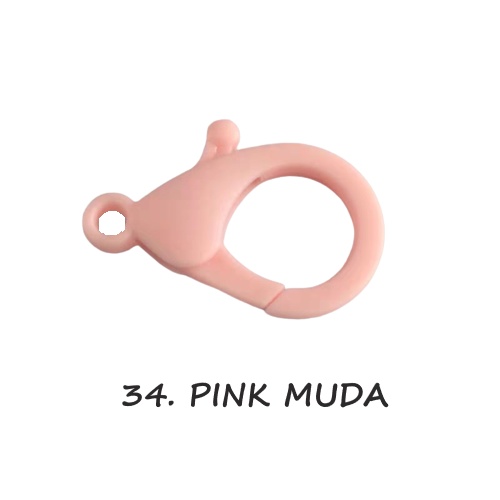 Kaitan Kokot Udang Plastik Claps Plastik Uk 35mm Warna/i Doff Harga/Pc-34. PINK MUDA