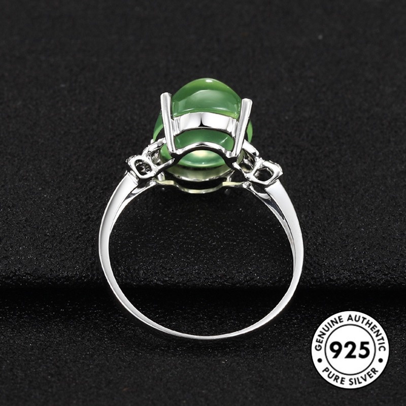 Cincin Sterling Silver 925 Model Kupu-Kupu Dengan Emerald Elegan Untuk Wanita