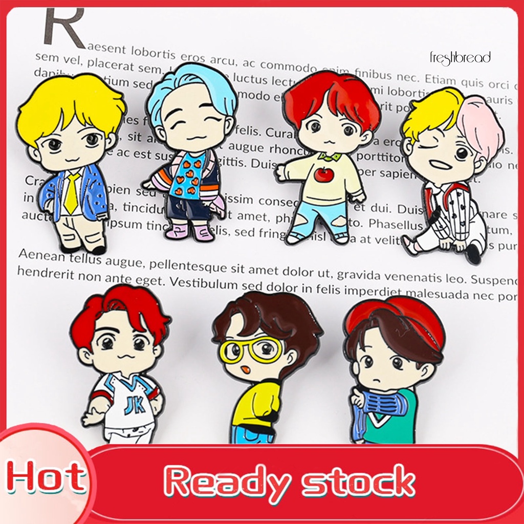 [ TERLARIS]K-POP BTS Member Cute Cartoon Figure Brooch Pins Badge Gift Clothes Decoration