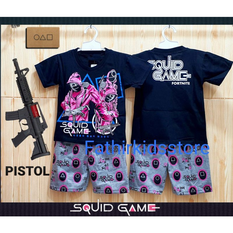 SETELAN ANAK GAMING SQUDSGAME DAPAT PISTOL