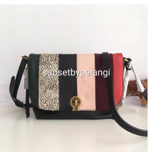 Tas Fossil Maya SMALL Flap Crossbody Black Patchwork