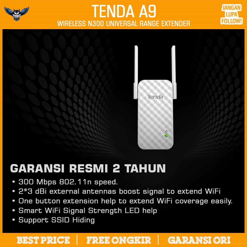 TENDA A9 WIFI EXTENDER 300MBPS