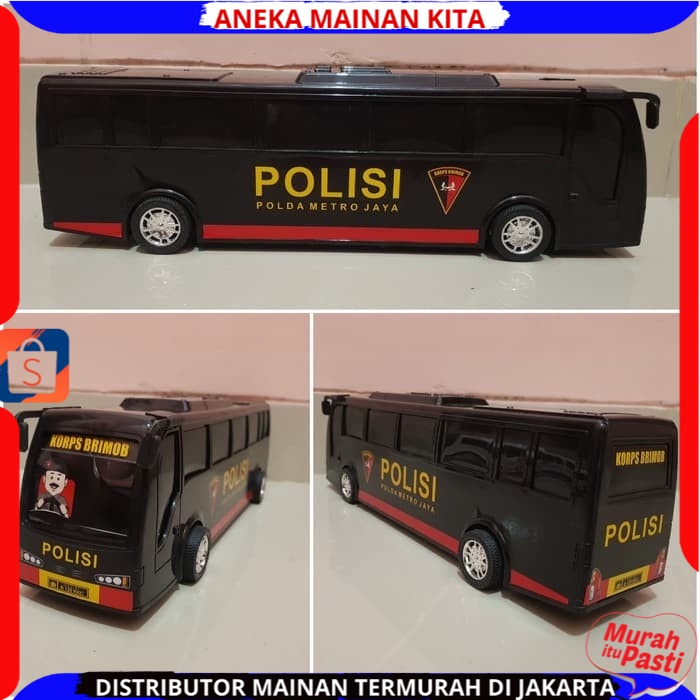 ( BISA COD ) PROMO mainan Mobil Bis Bus polisi panjang dan besar Plastik mainan anak laki laki / mobil SIM keliling bisa Pull and Go