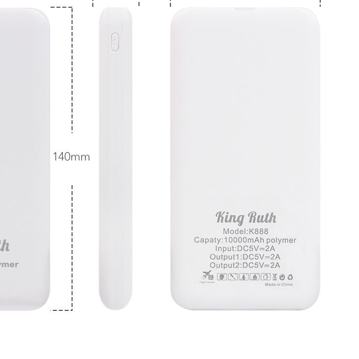 King Ruth K888 PowerBank 10000 mAh Dual USB Portable Power Bank Quick Charge