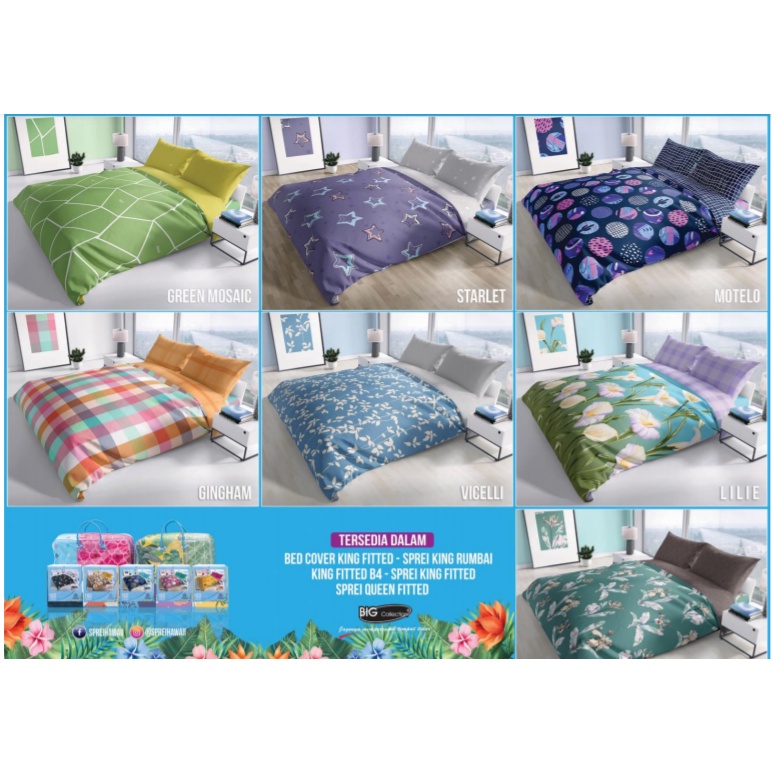 ❤ IJN ❤ SPREI HAWAI KING 180X200 BREEZE VANIA PEACOCK BLUE COCHO CANDY Sprei 4 Bantal B4