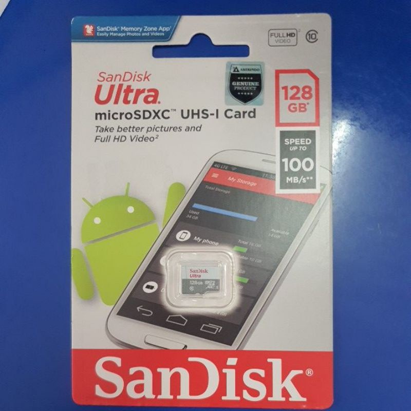 MICRO SD SANDISK 128GB CLASS 10 ORIGINAL GARANSI RESMI