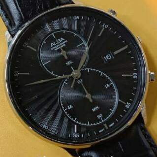 [ PROMO ] Jam Tangan Pria AW4013 Alba AW4013X1 Tali Kulit Original Chronograph Aktif Garansi Resmi