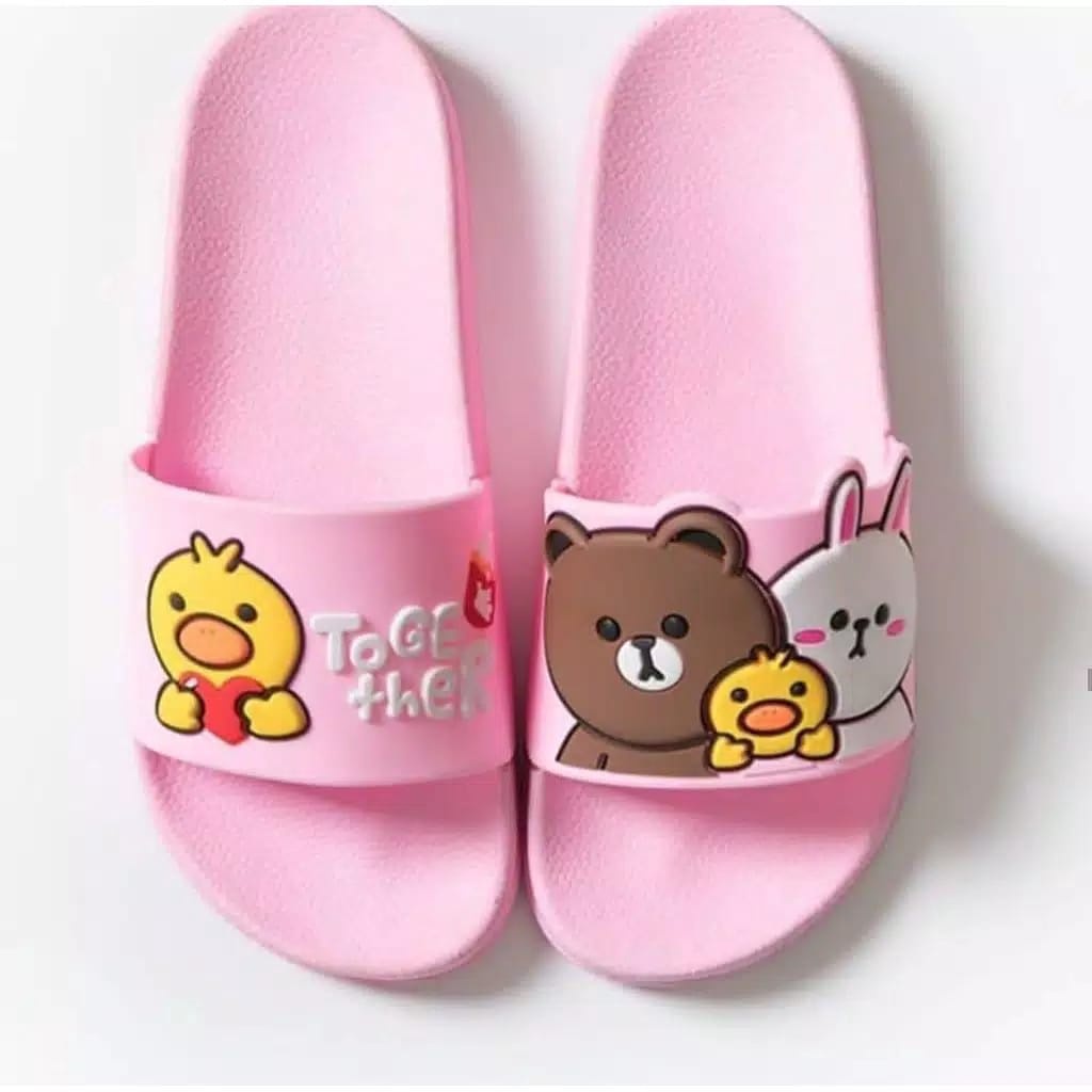Disc Together, Sandal Wanita Slop Karet,Sandal Wanita Lucu, Sendal Wanita Karakter, Sandal Cewe