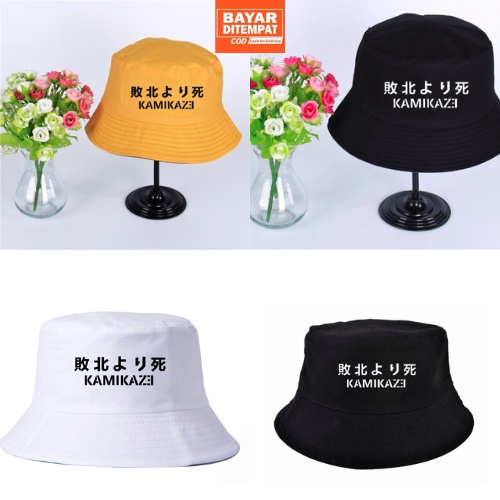 Bucket Hat Bordir  Kamikaze / Bucket Kamikaze Unisex Remaja Dewasa Kualitas Bahan Premium