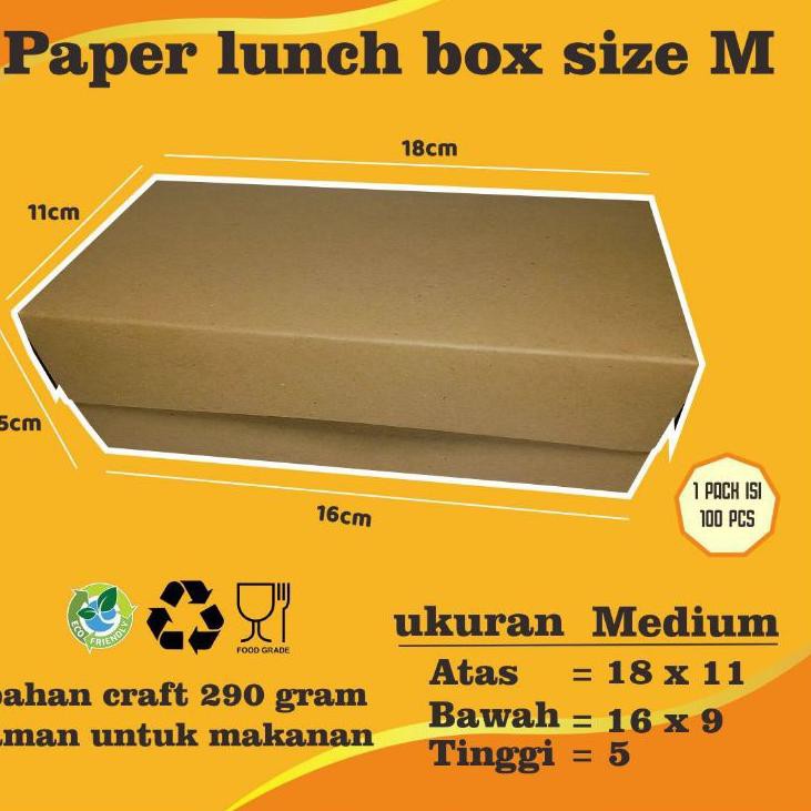 

box packaging paper lunch box kotak kemasan makanan dus Nasi size M 100pcs J2S8