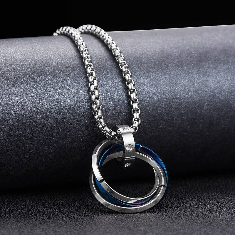 Kalung Bentuk Bulat Geometris Warna Permen Bahan Titanium Steel Gaya Hip Hop Untuk Pasangan