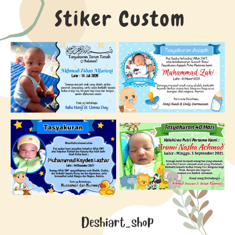 Stiker Aqiqah / Stiker Tasyakuran / Stiker Ulang Tahun / Stiker Acara / FREE DESIGN