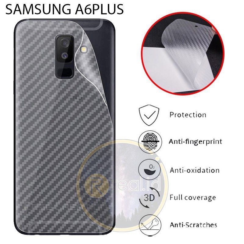 Skin Carbon SAMSUNG J8 A6 A8 2018 A6+ PLUS A8+ PLUS antigores belakang Garskin Sticker