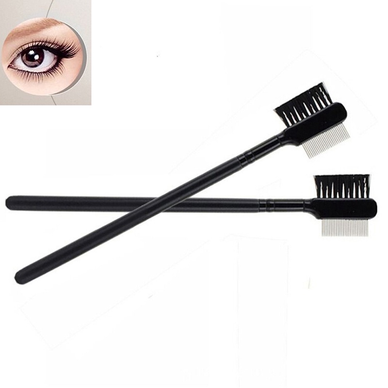 【Theredsunrisesiwy.id】1pc Steel Eyebrow Eyelash Dual-Comb Extension Brush Metal Comb Makeup Tool