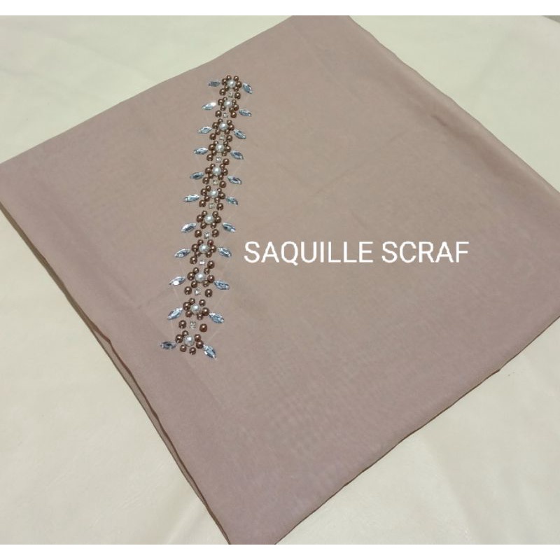 segiempat bella square payet mutiara permata/jilbab segiempat bella square bando payet/hijab bella-LATTE CANTIK