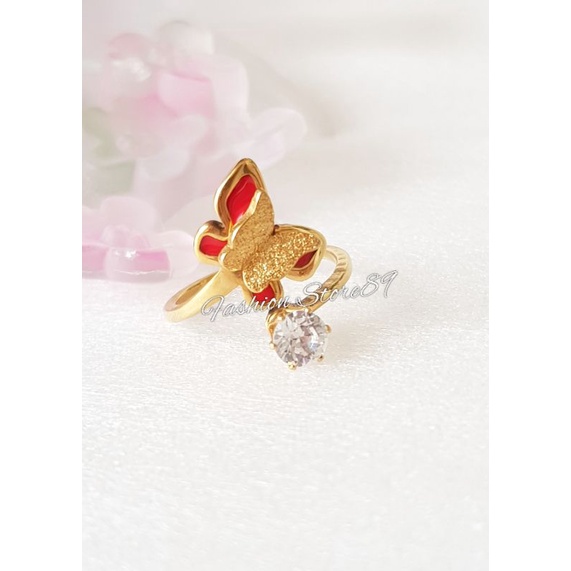 Cincin Import Titanium Buterfly Warna ring Fashion Bestquality Buterfly Fashion Red Black White