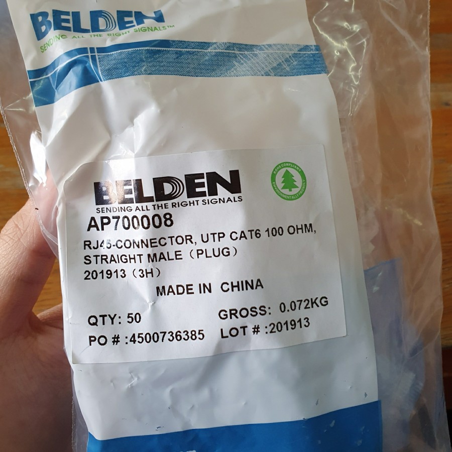 Konektor RJ45 Belden Cat 6 Connector RJ45 cat 6 isi 50 original