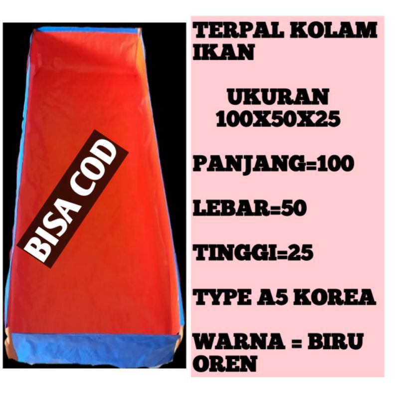 TERPAL KOLAM IKAN MINI UKURAN 100X50X25 TYPE A 5 KOREA KOLAM IKAN TERPAL