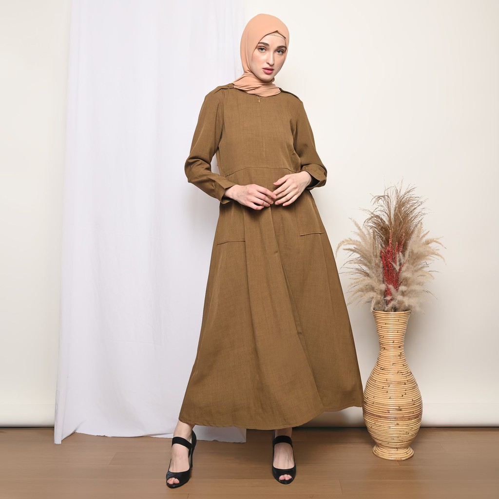 DISKON MURAH! Gamis Pemda ASN PNS GURU Wanita Pemda Aceh / Coklat Tua Gelap - 8001/8002