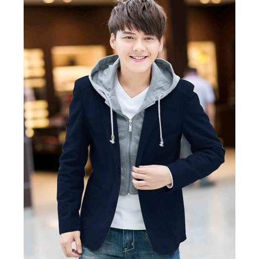 Blazer Hoodie/ Blazer Pria Babyterry Navy