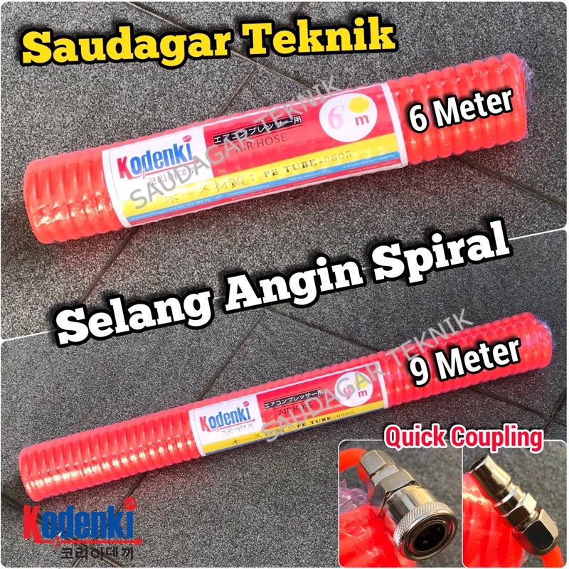 Selang Angin Kompresor 6M 9M Selang Spiral 6 Meter 9 Meter Recoil Hose Compressor